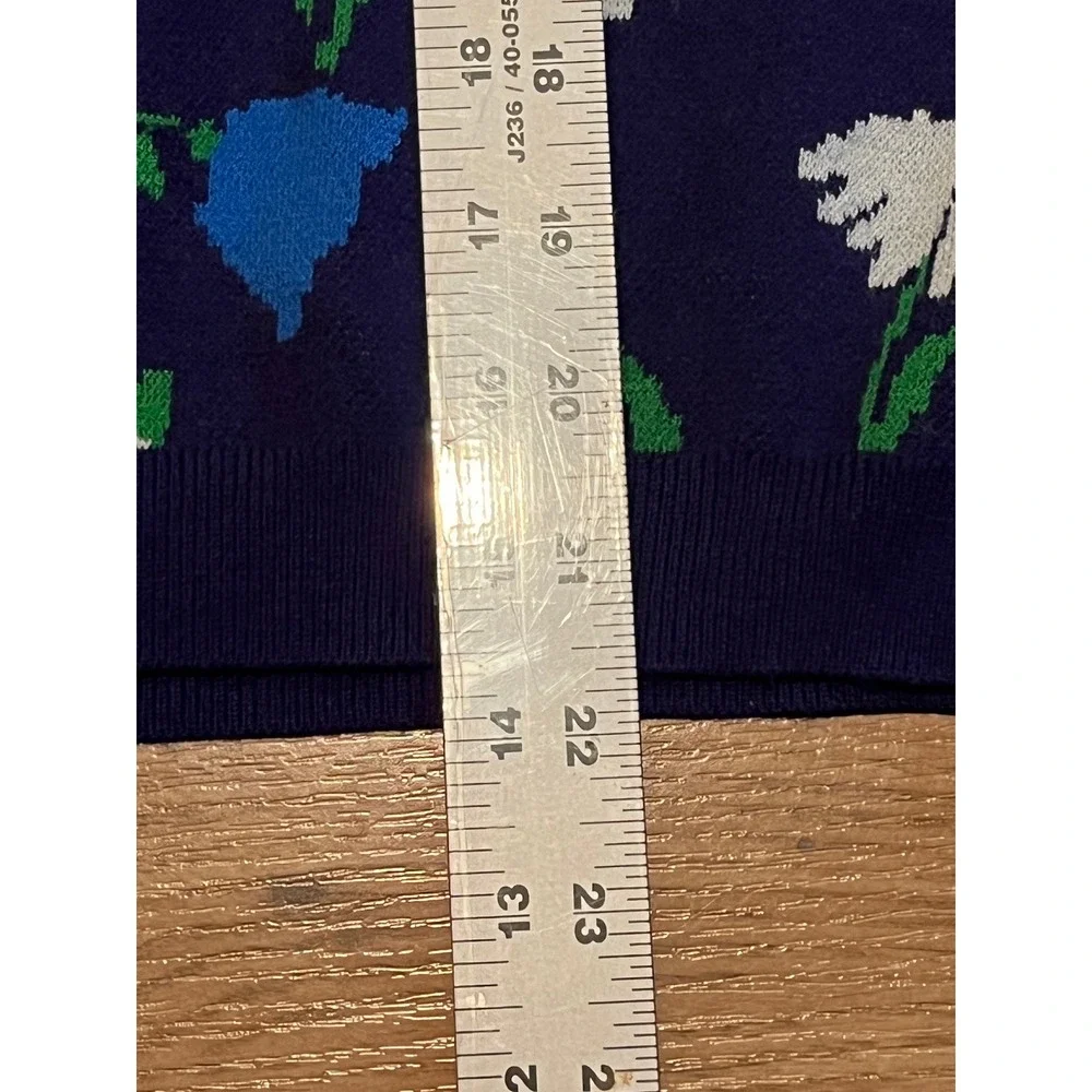 Kate Spade x Target Sweater Women's XXL Navy Blue Mixed Floral Short Sleeve Knit